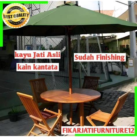 Jual Meja Tenda Payung Taman Cafe Outdoor Jumbo Besar Set Kursi Meja