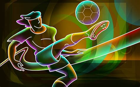 3d Neon Colorful Soccer Colorful Sport Football Neon Color