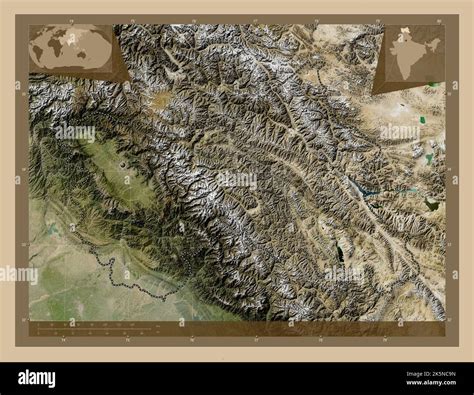 Jammu And Kashmir State Of India Low Resolution Satellite Map Corner