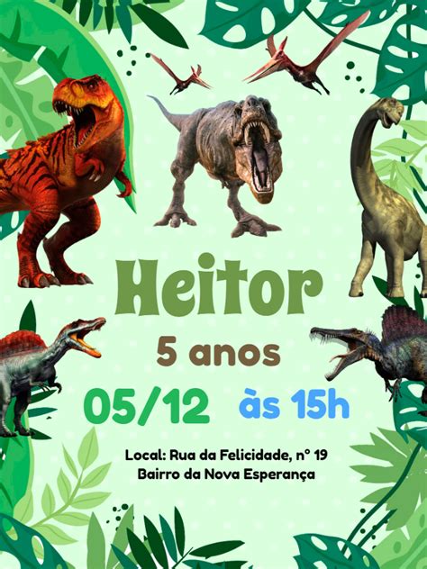 Convite aniversário Jurassic Park Edite grátis nosso editor online