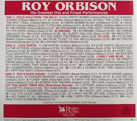 Roy Orbison His Greatest Hits And Finest Performances Hobbies Toys