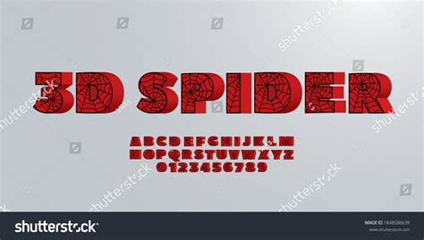 Spider Font 3D Alphabet Black Letters On Red Royalty Free Stock