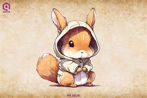 Squirrel Wearing Hoodie Watercolor By Chippoadesign Thehungryjpeg
