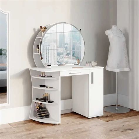 Modern Bedroom Dresser with Round Mirror - Paragon Furniture