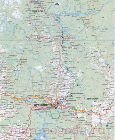 Карта Красноярского края (юг). Подробная карта автомобильных дорог ...