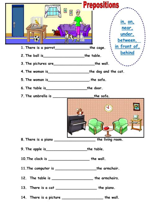 Live Worksheet Preposition Of Place