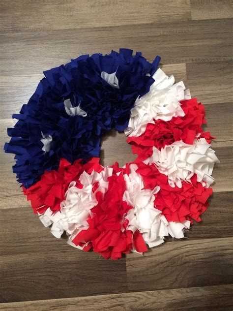 Rag Wreath American Flag Wreath Wall Decor Front Door Decor Year