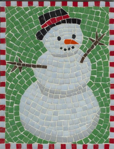 Snowman Mosaic Christmas Mosaics Christmas Tree Art Mosaic Art