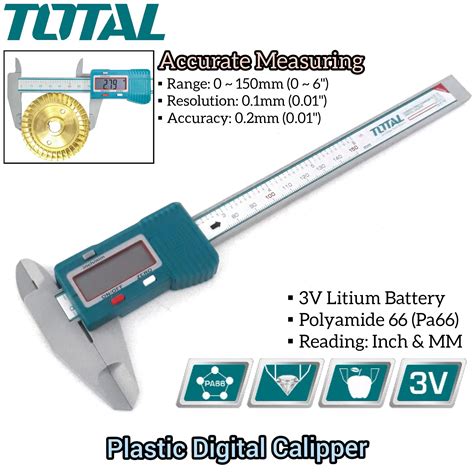 TOTAL PLASTIC DIGITAL CALIPER 150MM 6 FOR MEASURING ITEMS