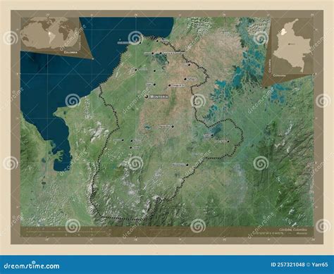 Cordoba Colombia High Res Satellite Labelled Points Of Cities Stock