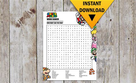 Free Printable Super Mario Word Search Word Search Maker