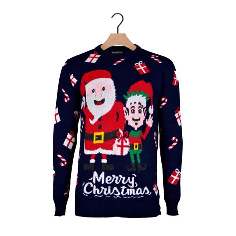 Christmas Jumper With Santa And Elf Christmas Jumper Shop