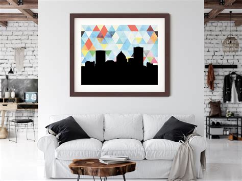 Rochester Ny Skyline Print Rochester Ny Wall Art Rochester Etsy