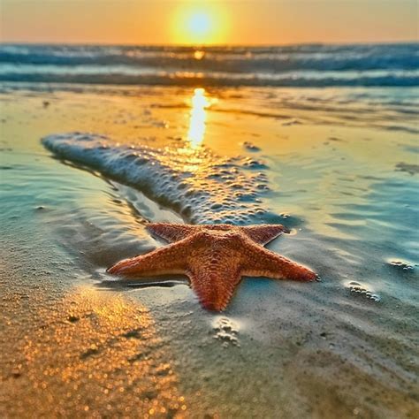 Premium Photo A Starfish Is Laying In The Sand At Sunset