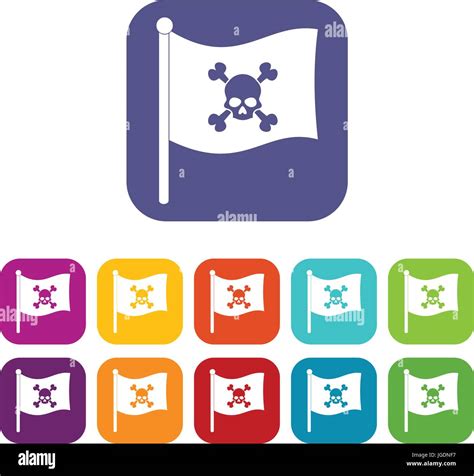 Pirate Flag Icons Set Flat Stock Vector Image And Art Alamy