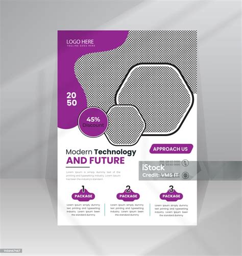 Poster Sains Dan Teknologi Modern Leaflet Template Flyer Ilustrasi Stok