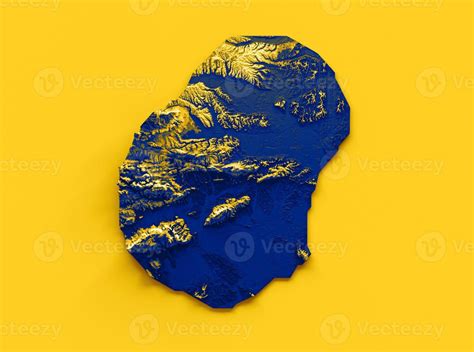 Nauru Map With The Flag Colors Blue And Yellow Shaded Relief Map D