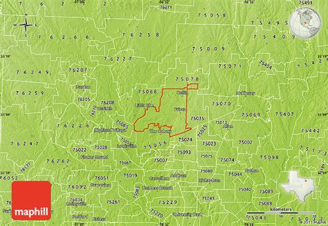 Physical Map of ZIP Code 75034