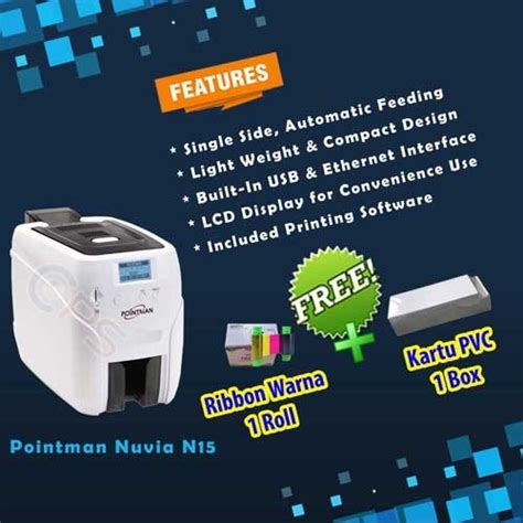 Jual Printer Id Card Pointman Nuvia N15free Ribbon Warna Kartu Pvc