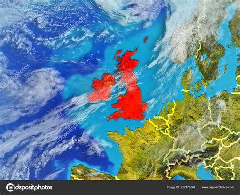 British Isles Space Model Planet Earth Country Borders Extremely Fine