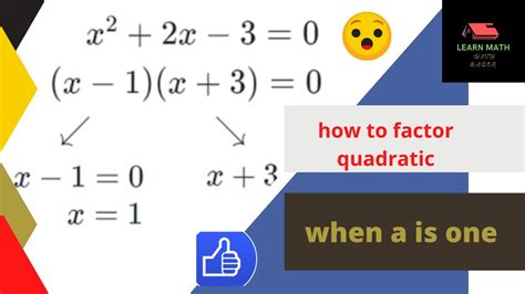 Factoring Quadratic With Leading Coefficient A Is 1 Youtube