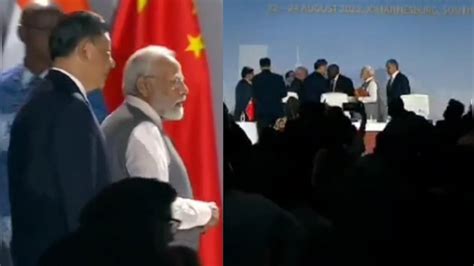 Watch Pm Modi Xi Jinping Shake Hands Have Brief Conversation At