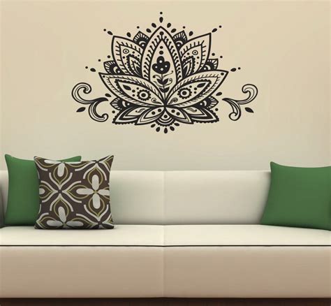 Lotus Flower Wall Decal Vinyl Sticker Decals Mandala Home Etsy