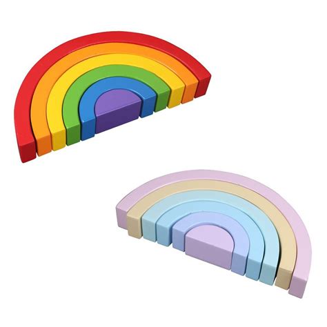 Arc En Ciel En Bois Pi Ces Jeu D Empilement Jouets Montessori