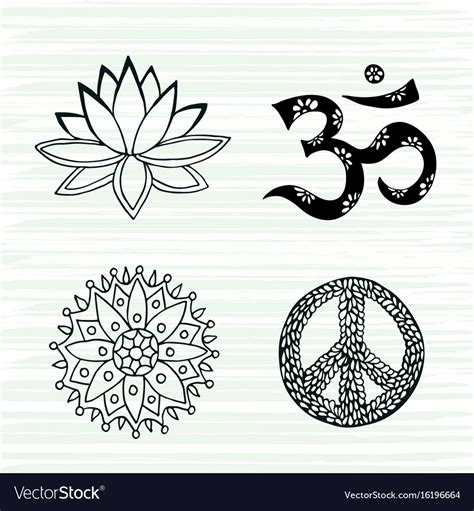 Culture symbols set lotus mandala mantra om Vector Image