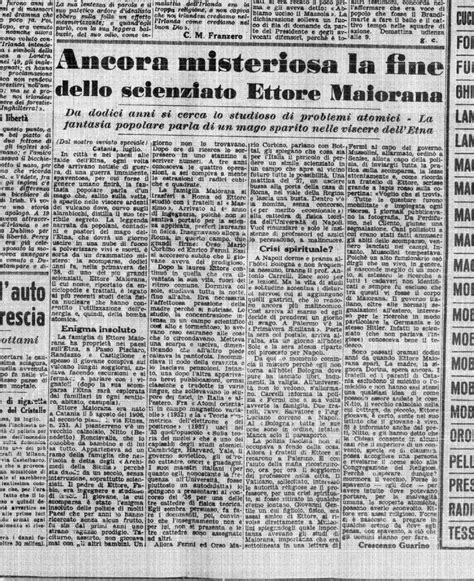 La Nuova Stampa 1950 La Scomparsa Di Ettore Majorana