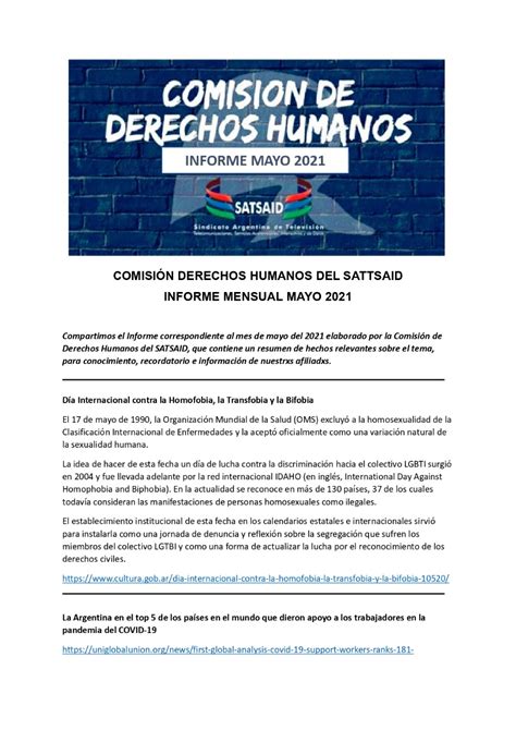 COMISIÓN DERECHOS HUMANOS DEL SATTSAID INFORME MENSUAL MAYO 2021 SATSAID