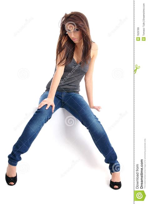 Belle Fille Dans Des Jeans Image Stock Image Du Fuselage 7629789