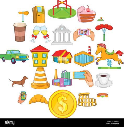 Market Icons Set Cartoon Style Stock Vector Image And Art Alamy