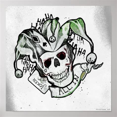 Suicide Squad Joker Skull All In Tattoo Art Poster Zazzle