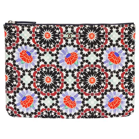 Chanel Clutch In Multicolor Canvas At 1stdibs