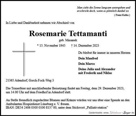 Anzeige für Rosemarie Tettamanti