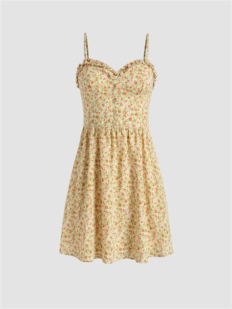 Ditsy Floral Ruffle Corset Cami Dress Cider