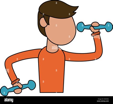 Man Doing Exercise With Dumbbells Cartoon Stock Vector Image And Art Alamy