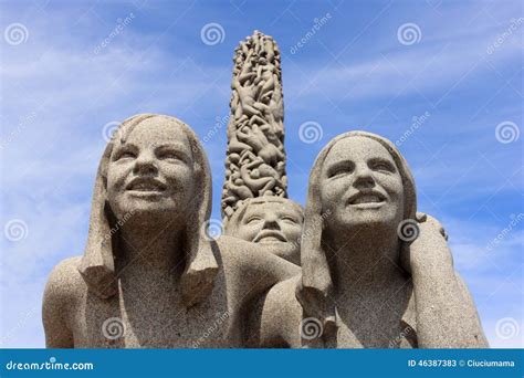 Oslo Norway July Granite Statues In Vigeland Park In Oslo