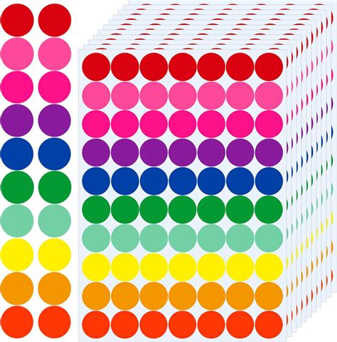 1400 Pcs Dot Stickers Color Coding Labels Circle Stickersround Colored Dot Stickers 10 Color