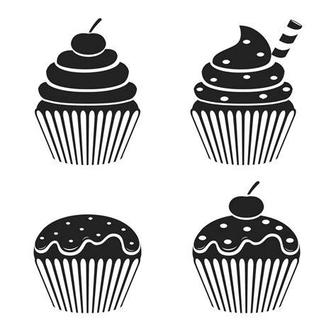 Silueta Cupcake Icono Conjunto Colección 12024915 Vector En Vecteezy