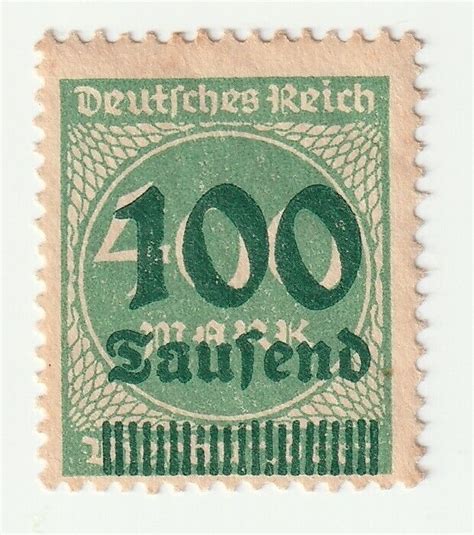 Weimar Republic German Empire 1923 Overprinted Stamp 100 Mill On 400