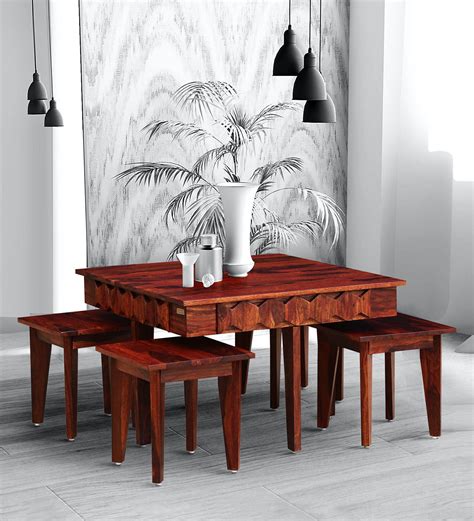 Buy Avilys Sheesham Wood Nesting Coffee Table Set In Honey Oak Finish