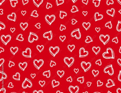 White hearts on a red background. Seamless pattern. Vector illustration ...