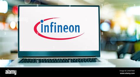 Poznan Pol Aug 2 2022 Laptop Computer Displaying Logo Of Infineon Technologies A German