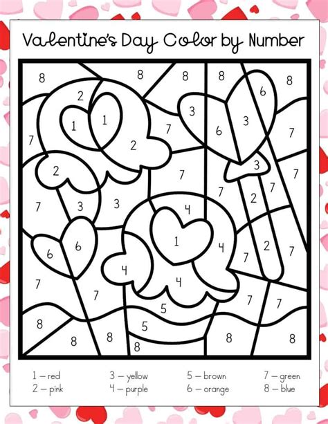 Valentine S Day Color By Number Printables Precalcolo