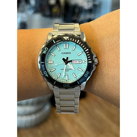 Original Casio Analog Turquoise Dial Stainless Steel Men S Watch Mtd