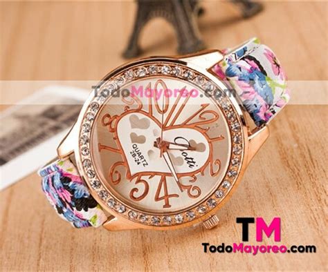 Reloj Azul Corazon Y Numeros Grandes Extensible Piel Sintetica R322