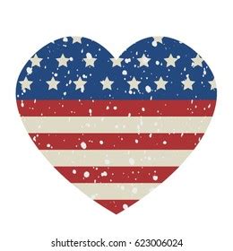 Usa America Retro Heart Flag Vector Stock Vector Royalty Free