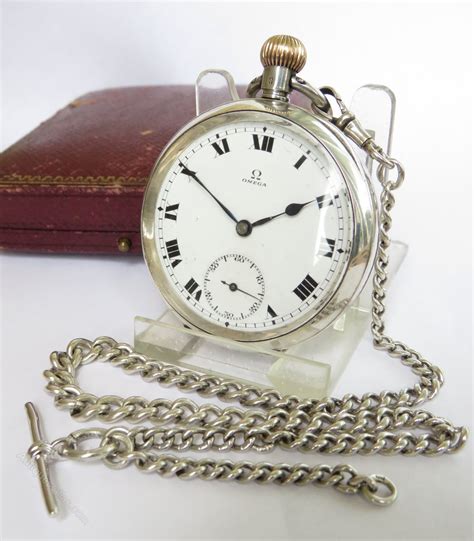 Antiques Atlas Antique Silver Omega Pocket Watch And Chain